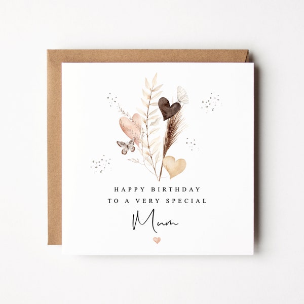 Happy Birthday To A Very Special Mum Card | Floral Mum Birthday Card For Mum | Birthday Card For Mum | Botanical | Hearts and Flowers