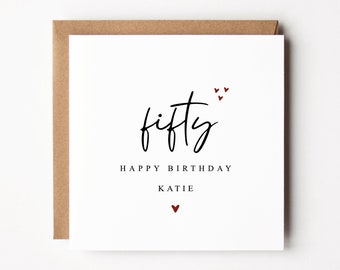 Personalised Happy 50th Birthday Card |Fiftieth Birthday Card For Her |50th Birthday Card For Sister |50th Birthday Card |Friend |Daughter