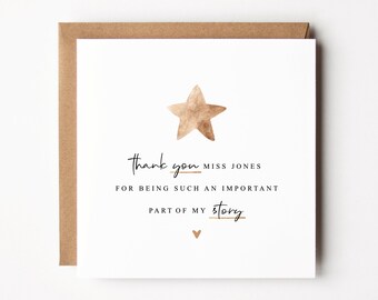 Personalised Thank You For Being Part Of My Story Card Card | Thank You Teacher Card | End Of School Card | End of Term Card | Teacher Gift