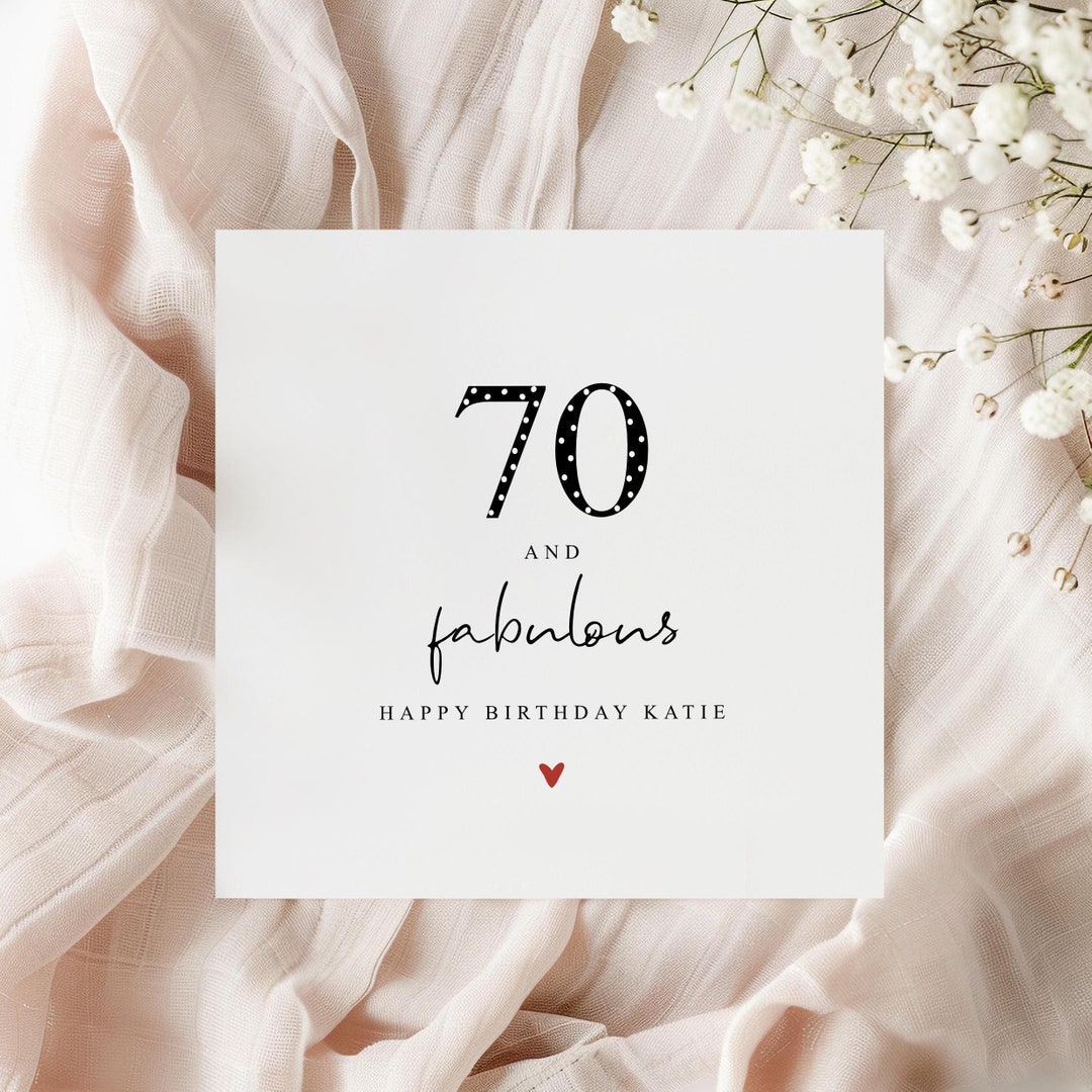 Personalised 70th Birthday Card | 70 and Fabulous Birthday Card for Her ...