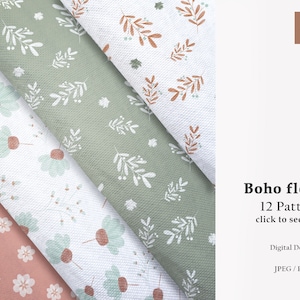 Boho Floral Paper, Boho Floral Pattern, Floral Digital Paper, Floral Wrapping Paper, Flower Digital Paper