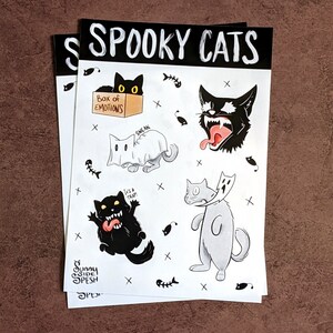 Spooky Horror Scary Cute Ghost Halloween Black Cat Vinyl Sticker sheet waterproof