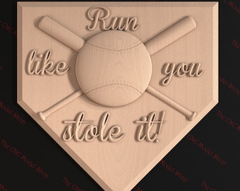 2 pcs, Baseball Sign, 3d stl relief CNC router file for cnc carving, engraving or 3D printing