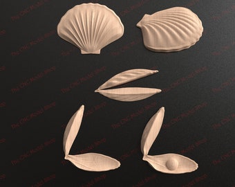 5 pcs, 3D relief STL files of Clam Shell