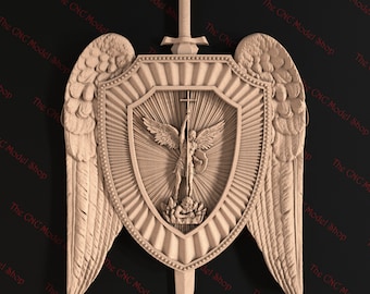 3D relief STL file of Archangel Michael's Shield for CNC carving