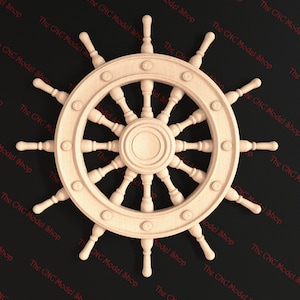 Ship&#39;s wheel, 3d .stl relief file for cnc router carving, engraving or 3D printing
