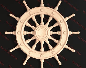 Schiffsrad, 3D .stl Relief-Datei für cnc-Fräser schnitzen, gravieren oder 3D-Drucken