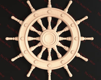 Ship's wheel, 3d .stl relief file for cnc router carving, engraving or 3D printing