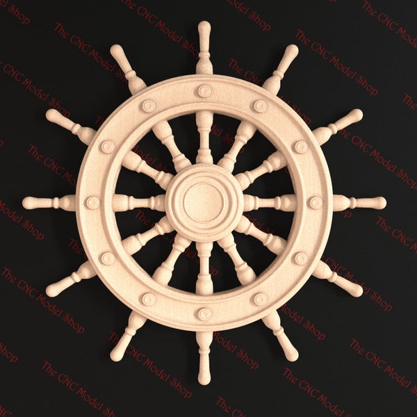 Ship's wheel, 3d .stl relief file for cnc router carving, engraving or 3D printing