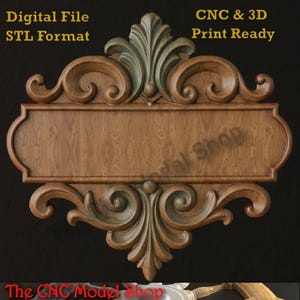 Ornate Baroque Frame 3D Relief STL File for CNC Router Carving or 3D Resin Printing, Decorative Sign Plaque CNC Engraving Model