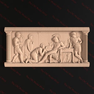 3D STL relief file of Scene as King Priam Pleads with Achilles for CNC carving