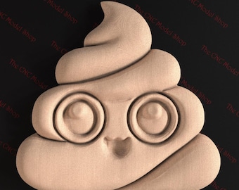 Cute Smiling Poop Emoji 3D Relief STL File for CNC Router or 3D Printing