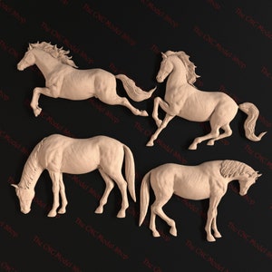 Horse Pose 4 Pack # 2, 3D relief STL files for CNC carving / engraving, includes 4 individual stl files