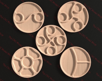 5 Pcs. 3D STL file of Circular Tray Pack #4 for CNC Router Carving