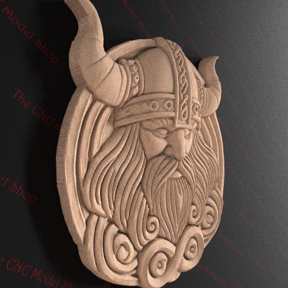 Viking Warrior Head 3D Relief STL File for CNC Router Carving or 3D ...