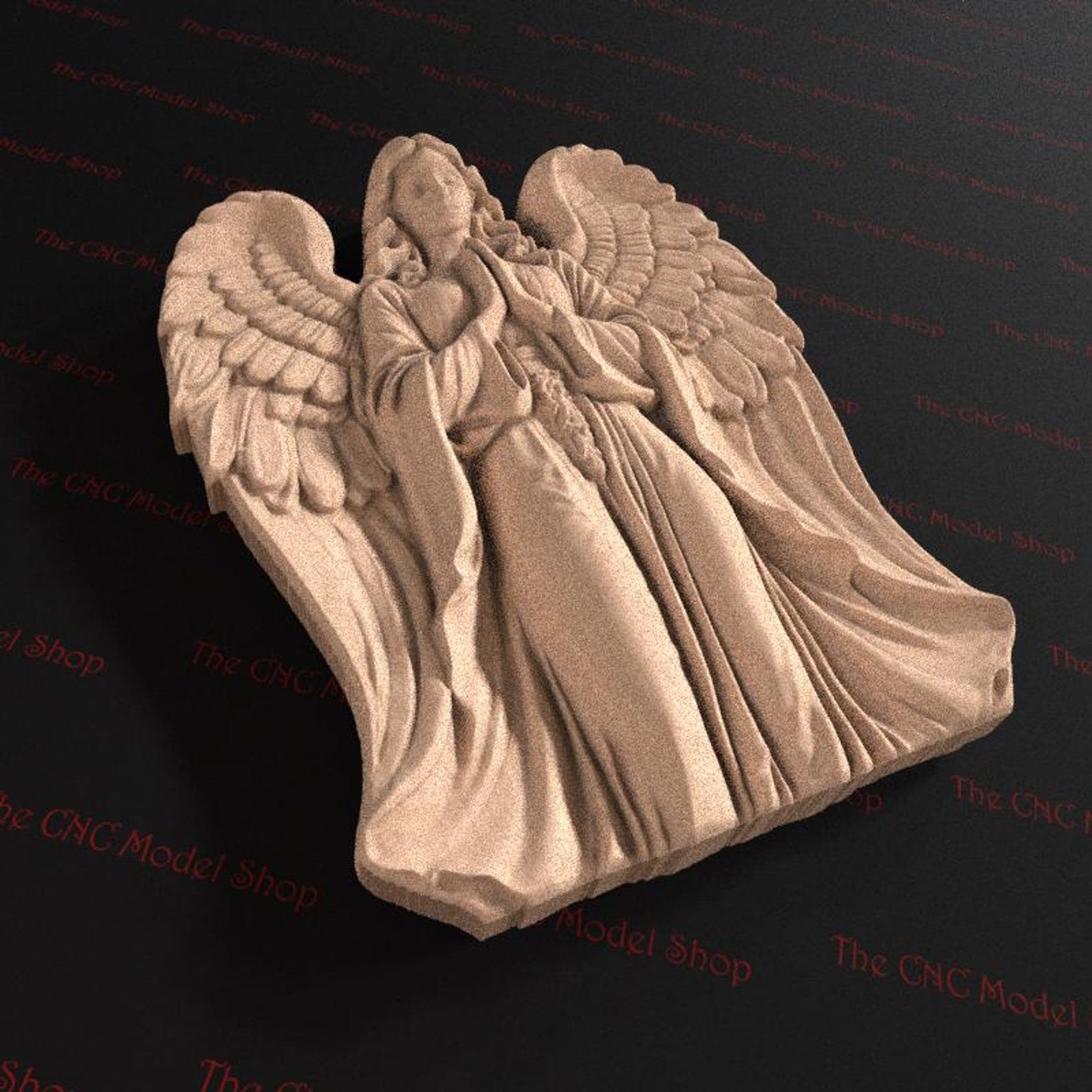 Praying Angel 3D Relief STL File for CNC Router Carving or 3D Resin ...