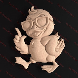 Cool Duck 3D Relief STL File for CNC Router Carving or 3D Resin Printing Fun Cartoon Duck Design