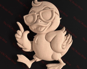 Cool Duck 3D Relief STL File for CNC Router Carving or 3D Resin Printing Fun Cartoon Duck Design