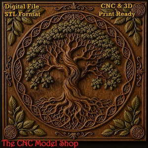 Celtic Tree of Life 3D Relief STL File for CNC Router Carving or 3D Resin Printing, Spiritual Wall Art Digital Model Decor