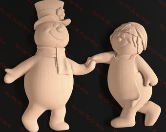3D STL relief file of Christmas Holiday Snowman and Wife for CNC carving/engraving