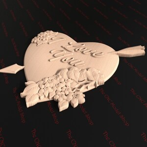 3d Relief STL File of a Floral Heart Pierced by an Arrow for Cnc Router ...