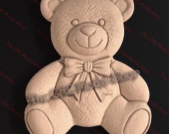 Teddy Bear with Bow 3D Relief STL File for CNC Router Carving or 3D Resin Printing – Cute Nursery or Kids Room Decor