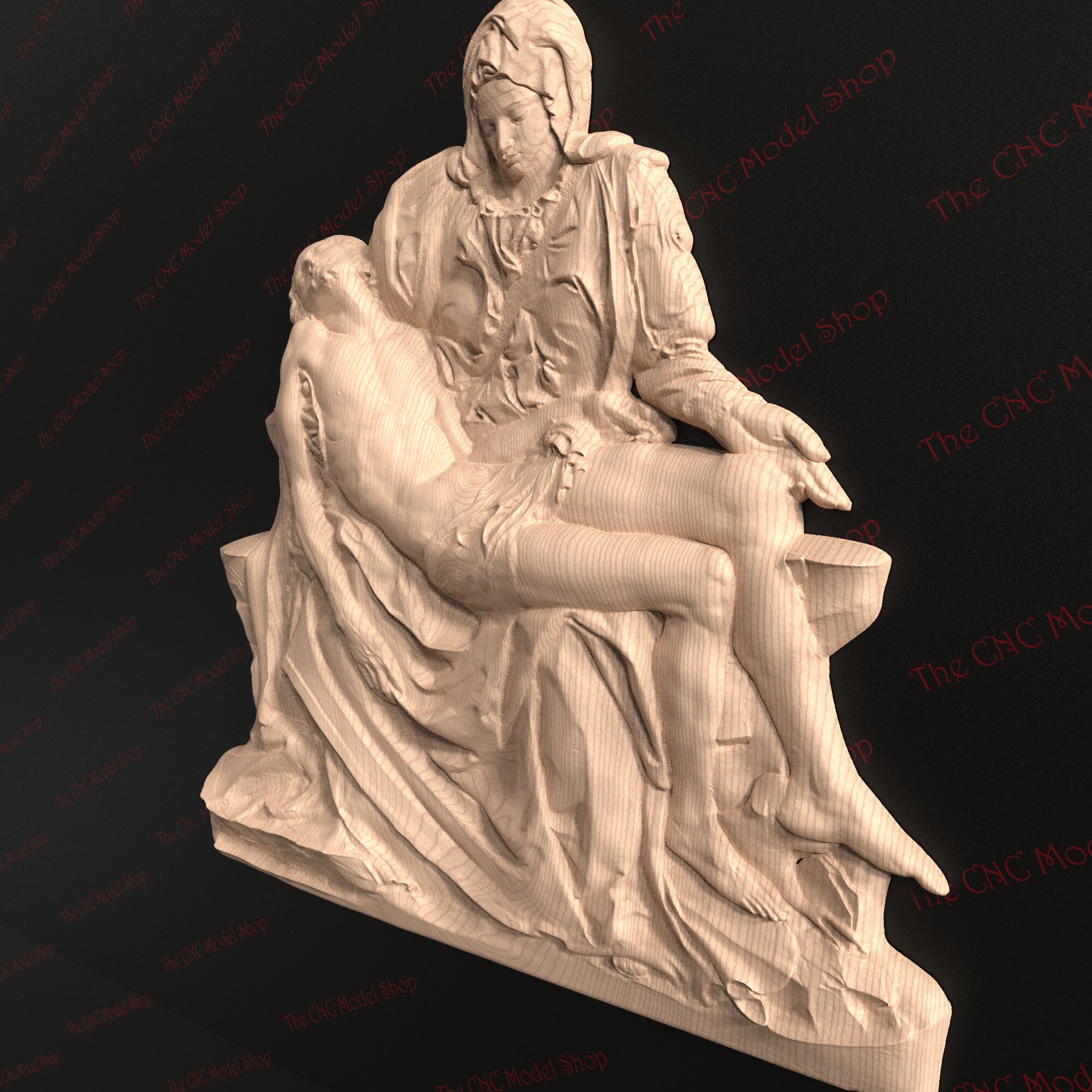 3D Relief STL File of Michelangelo's La Pieta for CNC Relief