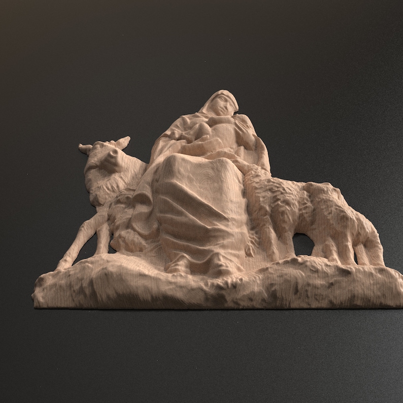 3D Relief STL File of a Nativity Scene With Mary and Baby Etsy
