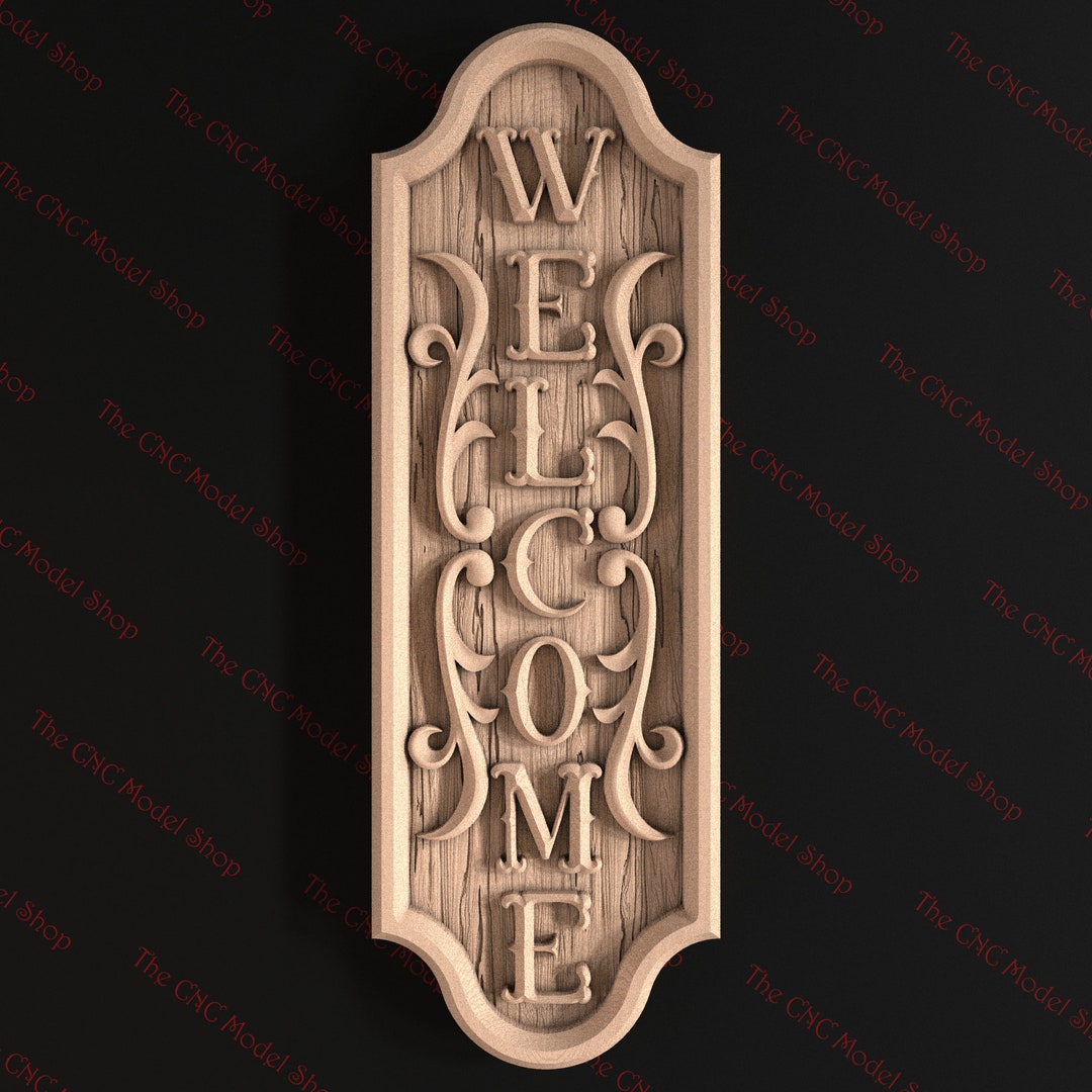 Welcome Sign, 3D Relief STL File for CNC Router Carving - Etsy