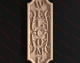 Welcome Sign, 3D Relief STL file for CNC router carving