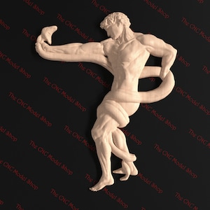 3D Relief STL file of an Athlete Wrestling a Python for CNC carving