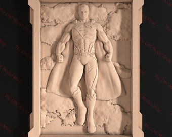 Superhero 3D relief STL file of for CNC carving or 3D Printing