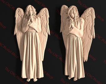 2 pcs, 3D Relief STL files of a Praying Angel for CNC carving