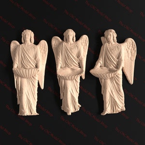 3 Stück 3D Relief STL Dateien eines Taufengels zum CNC Schnitzen