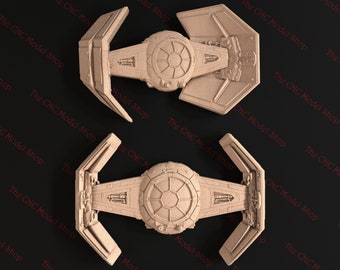 3D Relief STL file, Vader's Fighter for CNC Carving