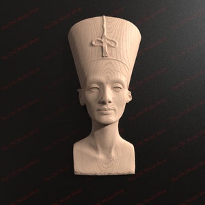 3 Stück 3D Relief STL Dateien einer Büste von Nofretete für CNC Carving