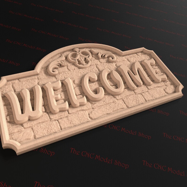 Cnc Router Sign Patterns Welcome Sign, 3D Relief STL File for CNC Router Carving - Etsy
