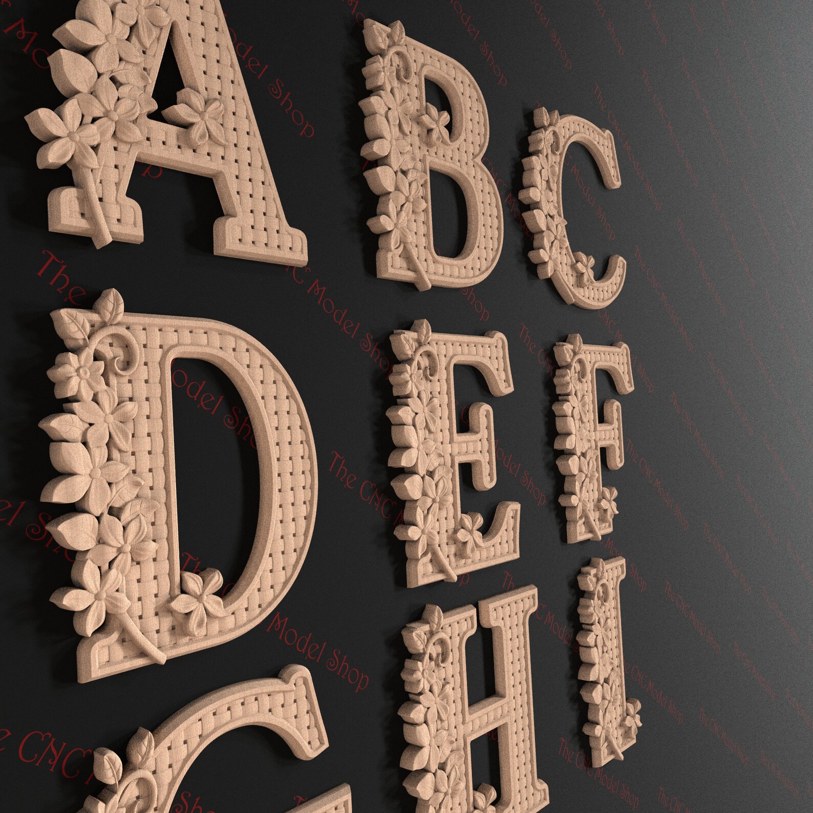 26 Pcs. 3D Relief STL File for CNC of All Letters in the English ...