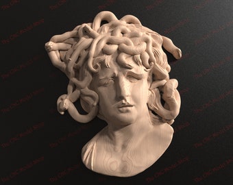 2 pcs, 3D Relief STL file of Bust of the Medusa for CNC relief Carving