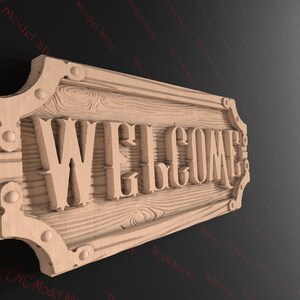 Welcome Sign, 3D Relief STL File for CNC Router Carving - Etsy