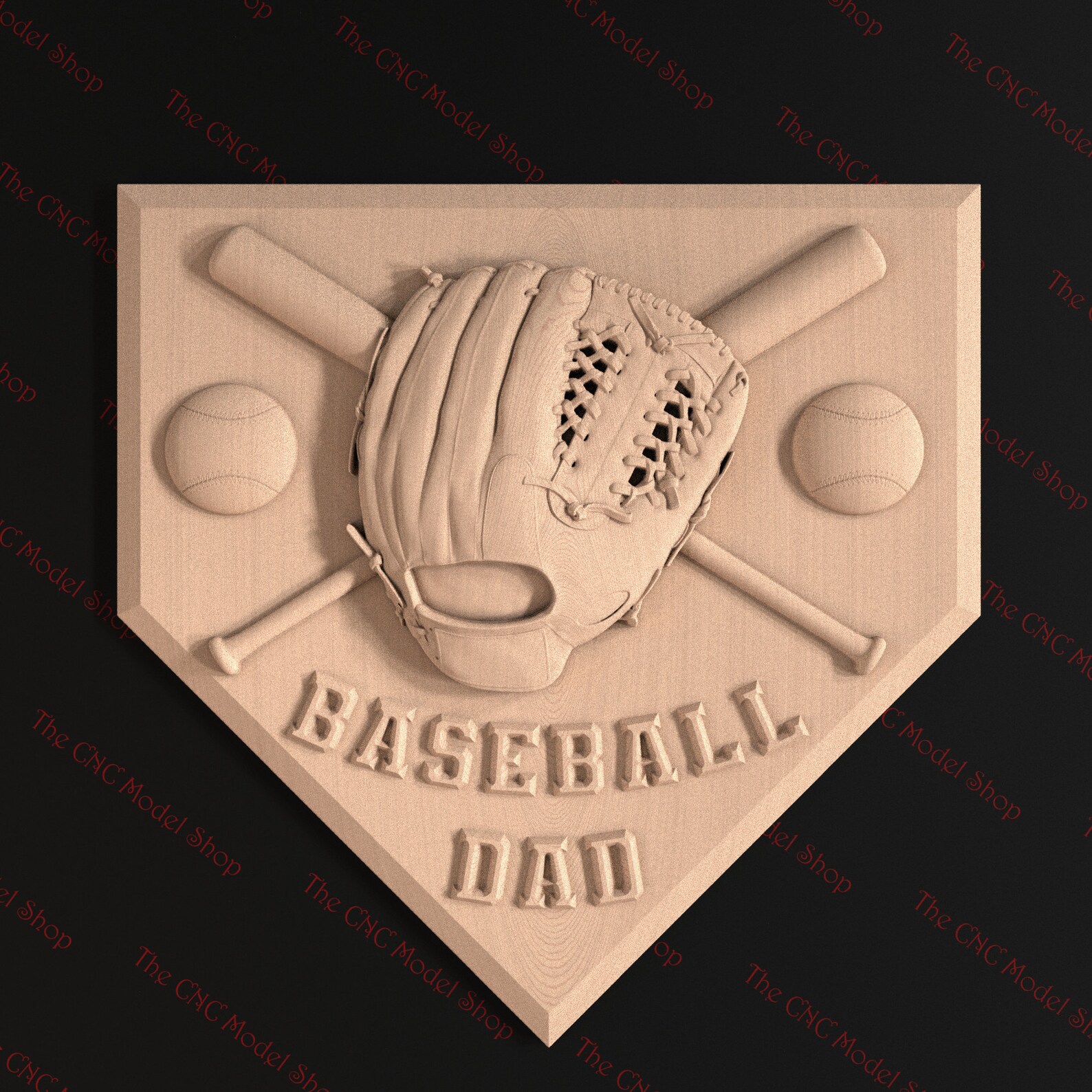 2 Pcs, Baseball Dad Sign, 3d Stl Relief CNC Router File for Cnc Carving ...