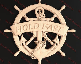 Nautisches Zeichen: Hold Fast, 3D-.stl-Reliefdatei für cnc-Routerschnitzerei, Gravur oder 3D-Druck