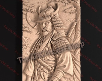 Regal Samurai Elder Warrior 3D Relief STL File for CNC Router Carving or 3D Resin Printing – Ancient Japanese Hero Model