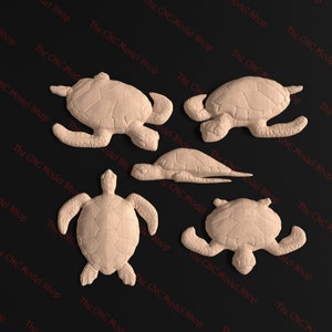 3D Relief STL Dateien einer Meeresschildkröte (enthält 5 Modelle)