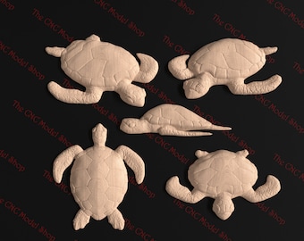3D relief STL files of a Sea Turtle (Includes 5 models)