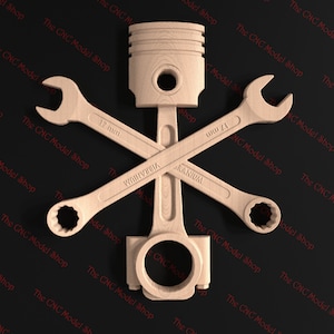Piston X Wrenches, 3D Relief STL file for CNC router carving