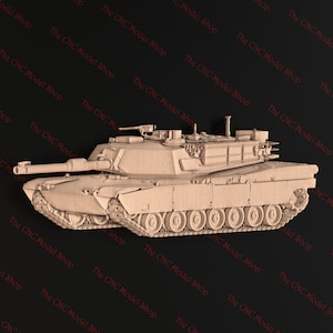 3 Pcs. 3D STL CNC Router file of an Abrams M1 Tank for CNC carving