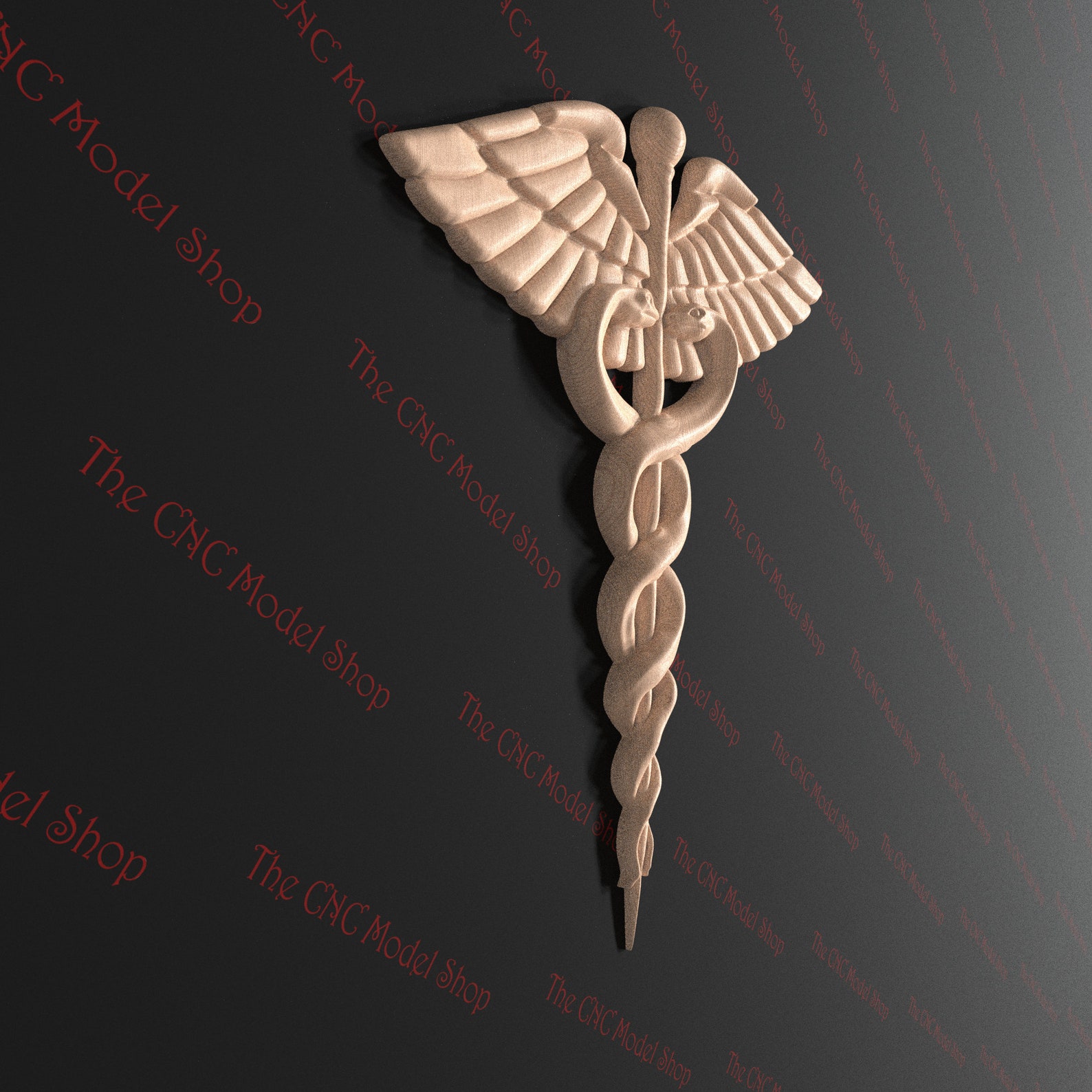 3D Relief STL File of Caduceus Symbol for CNC Router Carving - Etsy