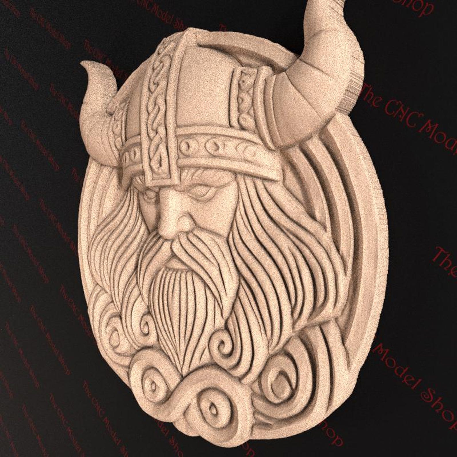 Viking Warrior Head 3D Relief STL File for CNC Router Carving or 3D ...