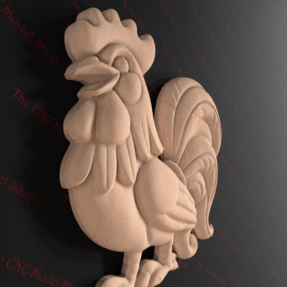 Rooster 3D STL Relief File for CNC Router Carving or 3D Resin Printing ...